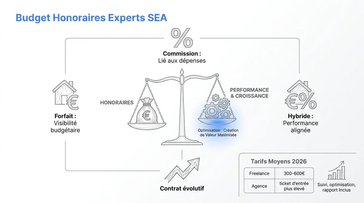 Modèles de rémunération d'un expert Google Ads : forfait, commission ou formule hybride
